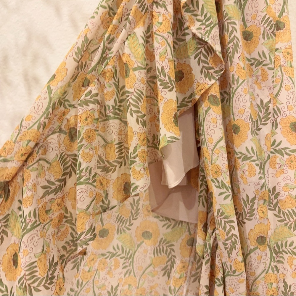 ASTR Vivee High Low Midi Dress in Yellow Floral Size Small NWT - Picture 5 of 10